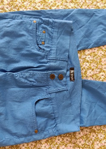 Kadın Mavi Dar Kesim Denim Pantolon - Görsel 5