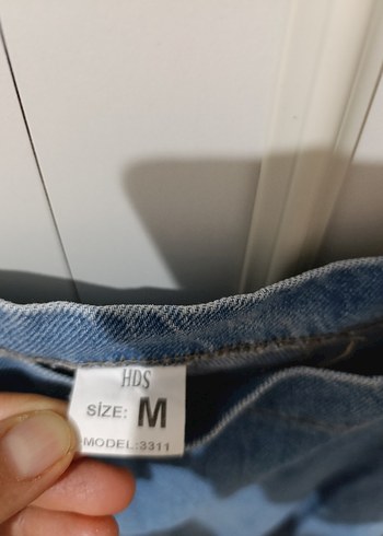 Kadın Mavi Denim Askılı Midi Tulum - Görsel 3