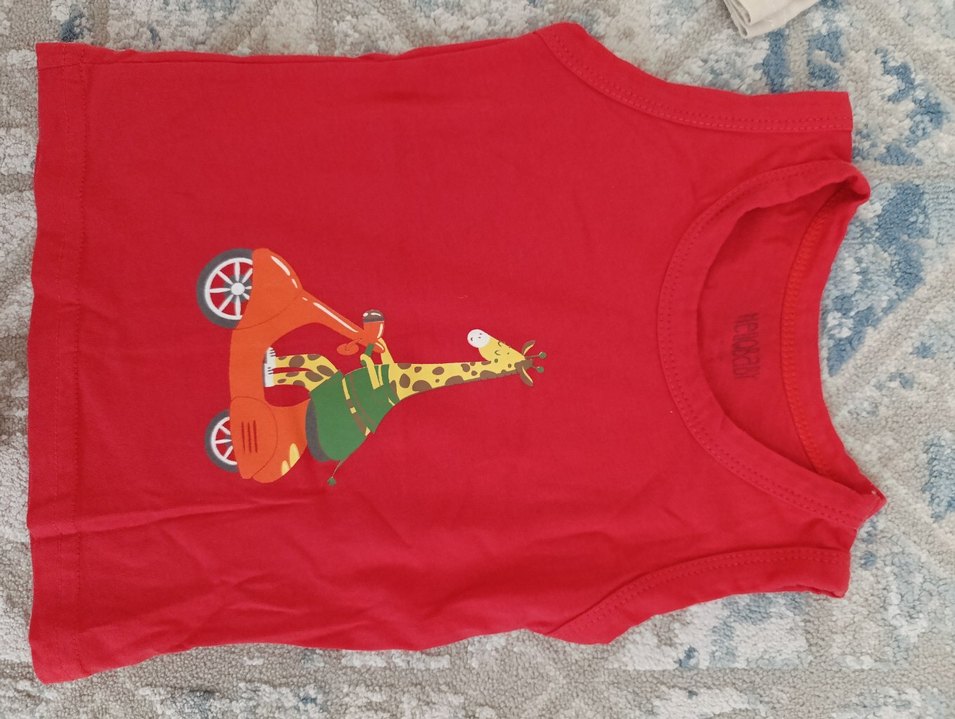Erkek Çocuk Kırmızı Bisiklet Baskılı Kolsuz Tişört - Görsel 2