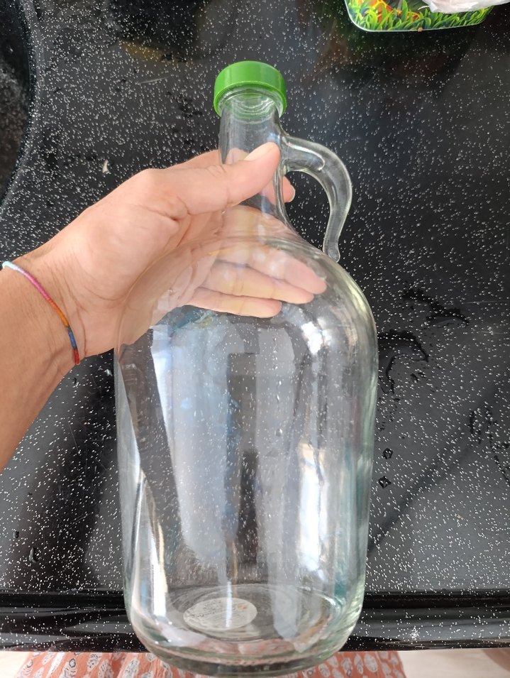 Saplı Cam Şeffaf Şişe Yeşil Kapaklı - Görsel 2