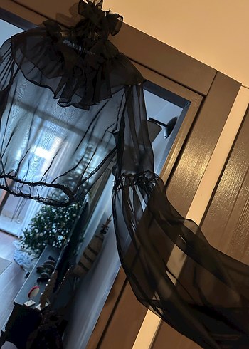 Uzun Kollu Siyah Gotik Bluz - Görsel 3