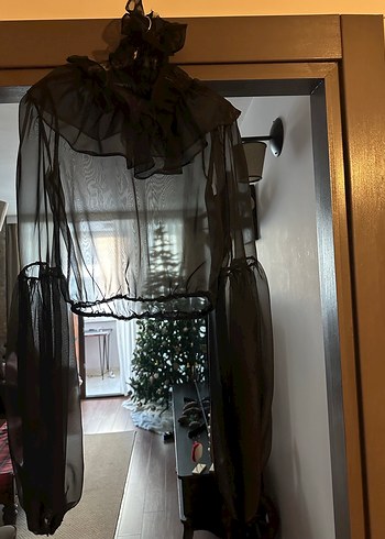 Uzun Kollu Siyah Gotik Bluz - Görsel 4