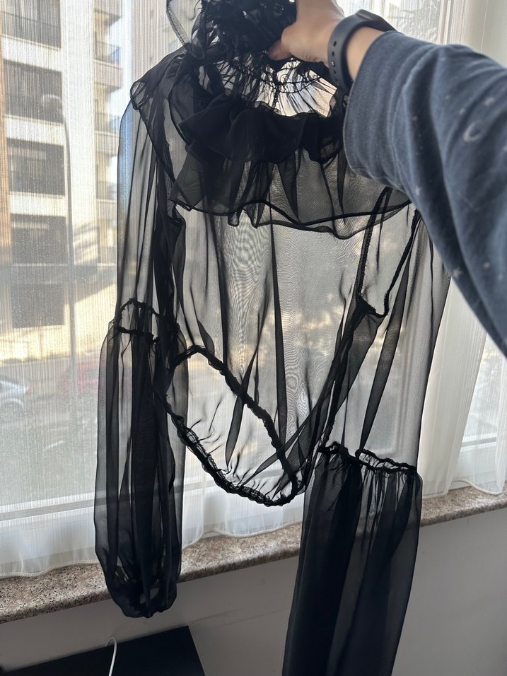 Uzun Kollu Siyah Gotik Bluz - Görsel 2