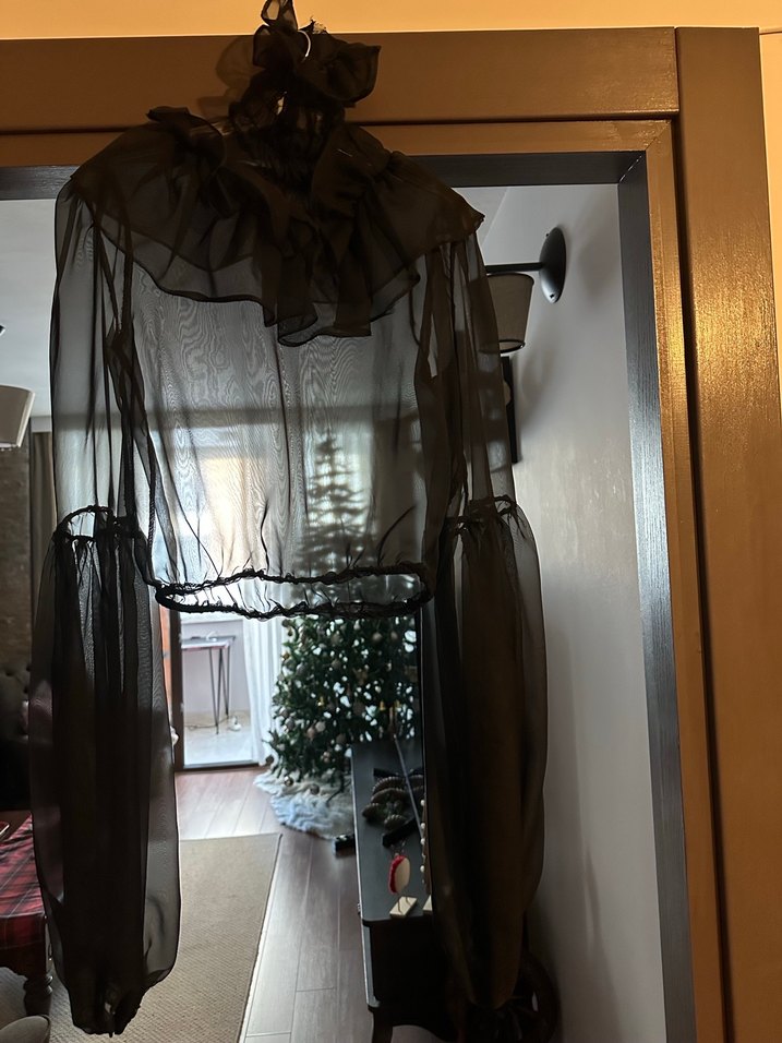 Uzun Kollu Siyah Gotik Bluz - Görsel 4