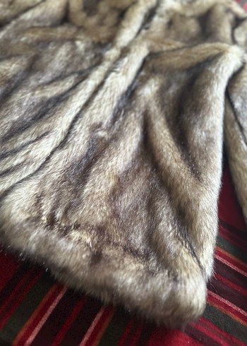 Leopar Desenli Kahverengi Deri Kadın Kürk Ceket - Görsel 4