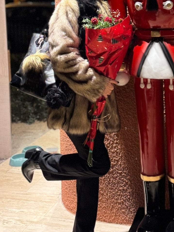 Leopar Desenli Kahverengi Deri Kadın Kürk Ceket - Görsel 2