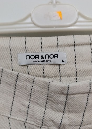 Bej Çizgili Keten Midi Kadın Pantolon - Görsel 3