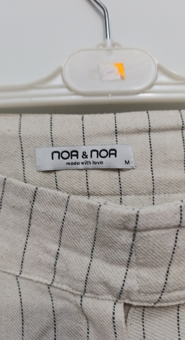 Bej Çizgili Keten Midi Kadın Pantolon - Görsel 3