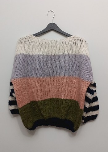 Rahat Bohem Çok Renkli Örgü Kadın Kazak - Görsel 2