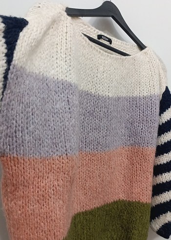 Rahat Bohem Çok Renkli Örgü Kadın Kazak - Görsel 4