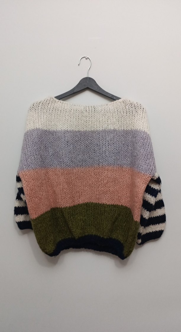 Rahat Bohem Çok Renkli Örgü Kadın Kazak - Görsel 2