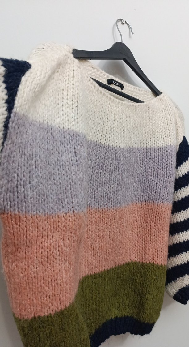 Rahat Bohem Çok Renkli Örgü Kadın Kazak - Görsel 4