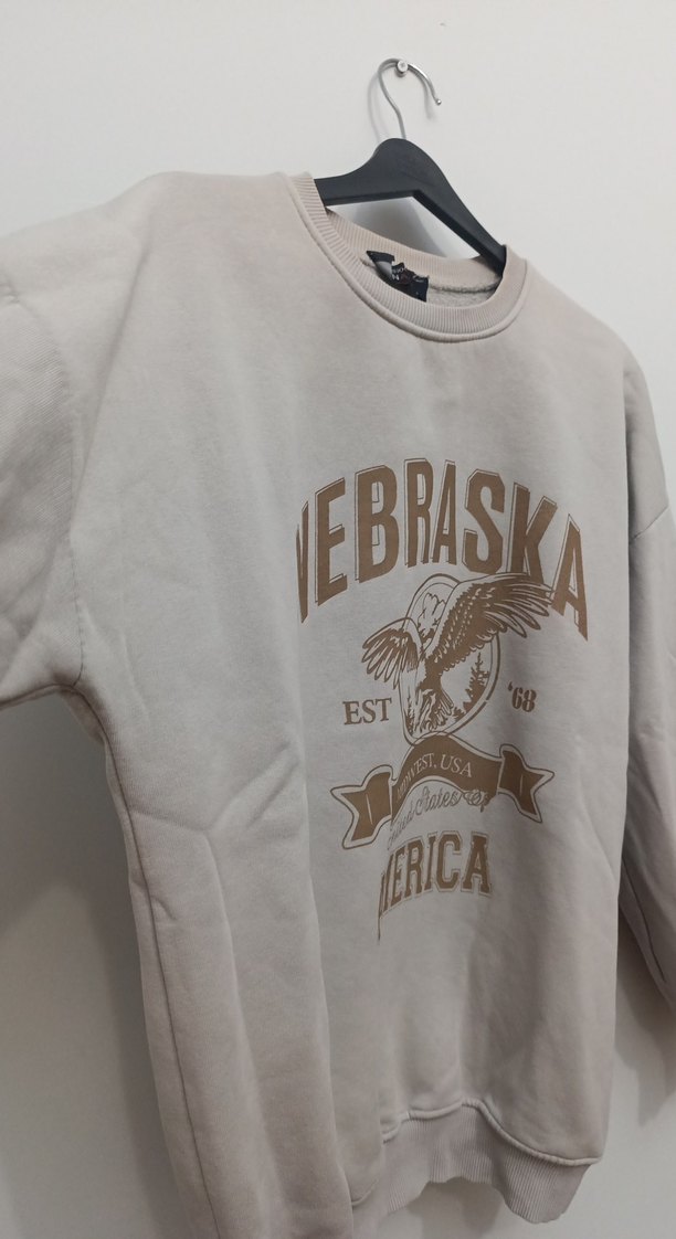 Kadın Gri Baskılı Uzun Kollu Sweatshirt - Görsel 4