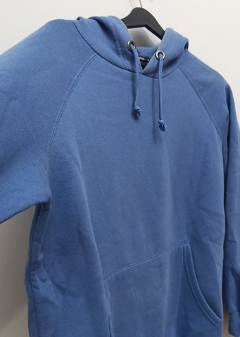 Mavi Kapüşonlu Kadın Sweatshirt - Görsel 4