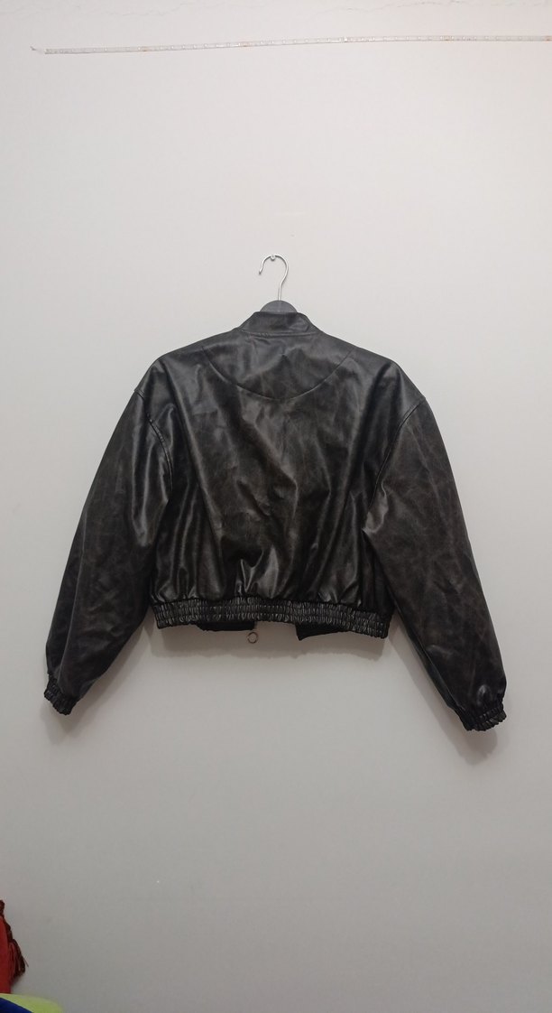 Kahverengi Deri Kadın Ceket - Görsel 2