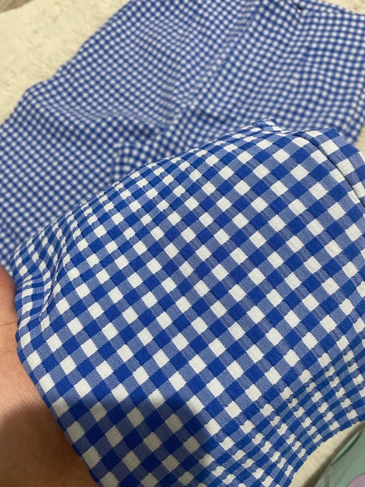 Düğmeli Mavi Kareli Straplez Mini Büstiyer - Görsel 5