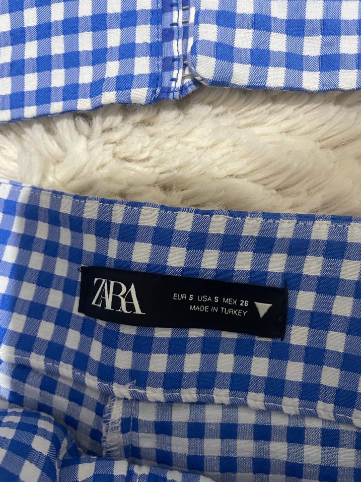 Düğmeli Mavi Kareli Straplez Mini Büstiyer - Görsel 3