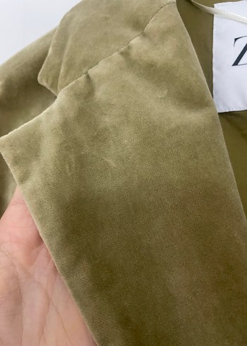 Kadın Haki Süet Midi Düğmeli Kaban - Görsel 3