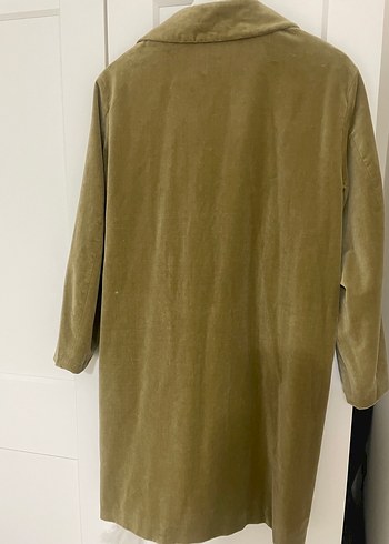 Kadın Haki Süet Midi Düğmeli Kaban - Görsel 2