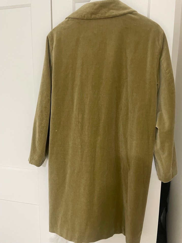 Kadın Haki Süet Midi Düğmeli Kaban - Görsel 2