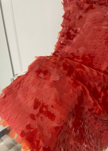 Kırmızı Payetli Mini Abiye Elbise - Görsel 3