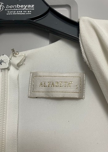 Beyaz Uzun Kollu Drapeli Kadın Elbise - Görsel 3