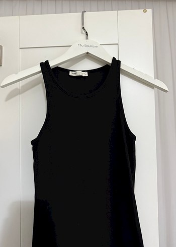 Siyah bisiklet yaka midi elbise - Görsel 2