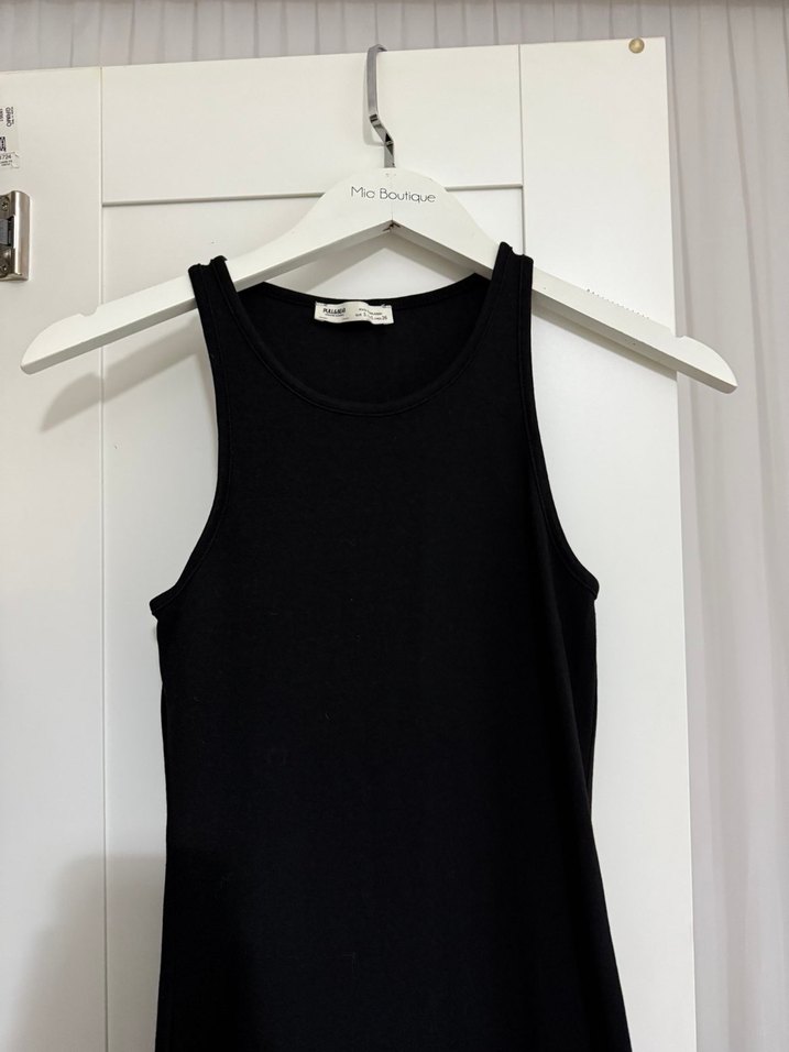 Siyah bisiklet yaka midi elbise - Görsel 2