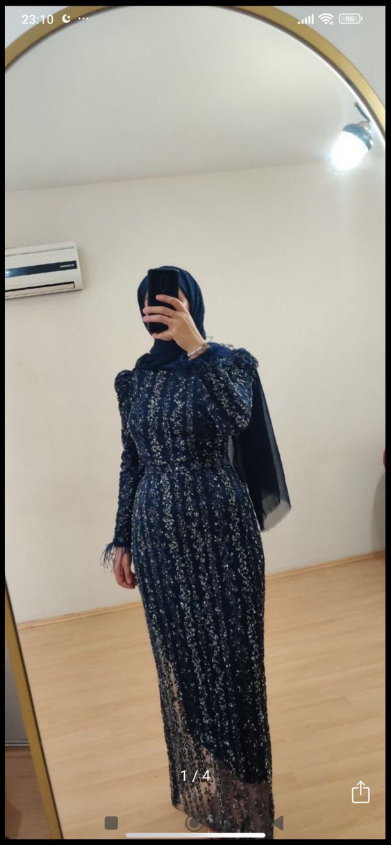 Boncuk İşlemeli Uzun Abiye Elbise - Görsel 2