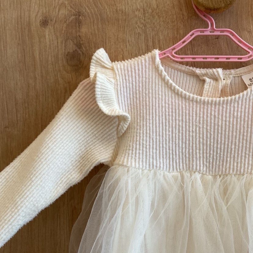 Kız Çocuk Beyaz Triko Elbise - Görsel 2