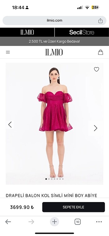 Ilmio Fuşya Pembe Simli elbise