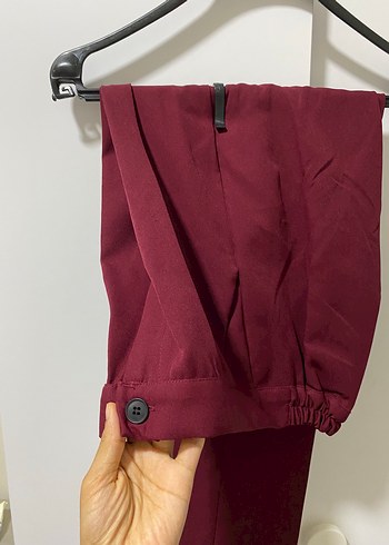 Zara Bordo Midi Piliseli Kadın Kumaş Pantolon