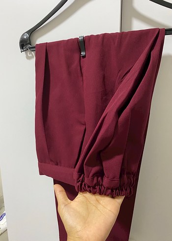 Bordo Midi Piliseli Kadın Kumaş Pantolon
