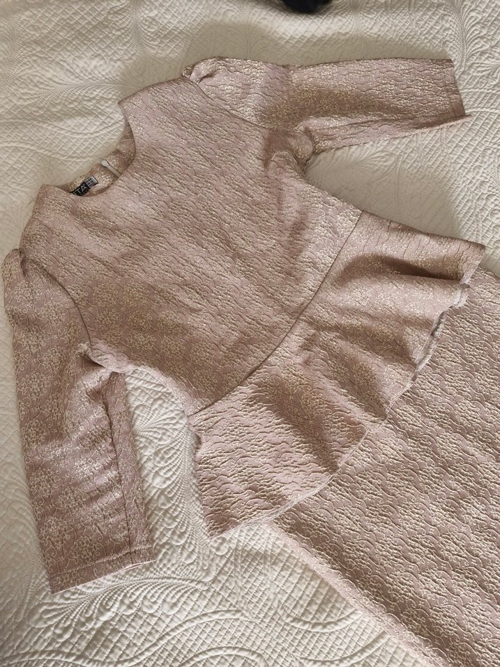 Bej Kadın Uzun Kollu Triko Elbise - Görsel 3