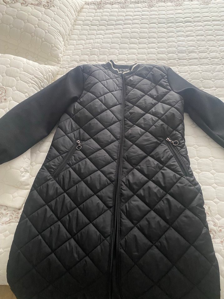 Kadın Siyah Uzun Fermuarlı Mont - Görsel 3