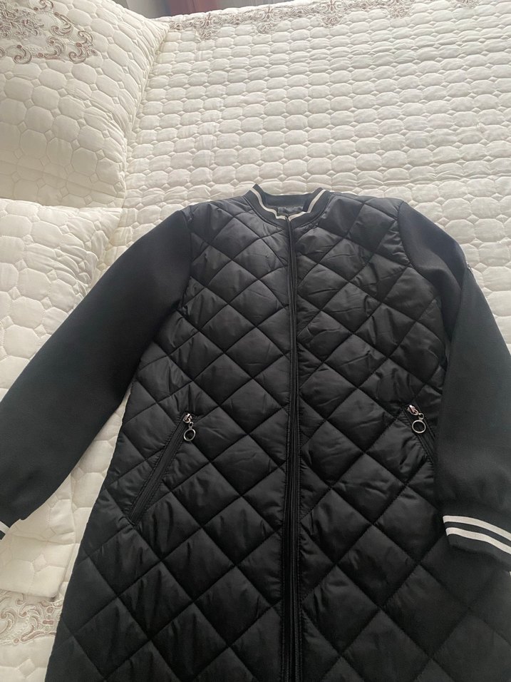 Kadın Siyah Uzun Fermuarlı Mont - Görsel 2