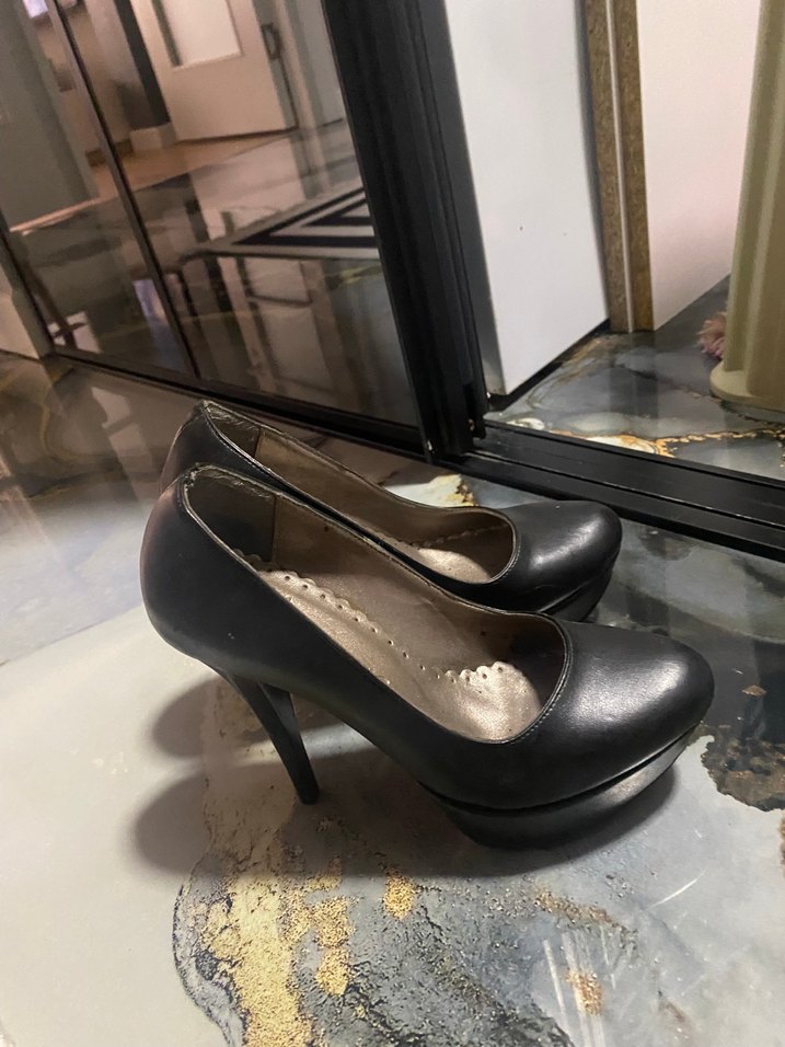 Siyah Deri Gotik Platform Topuklu Kadın Ayakkabı - Görsel 2