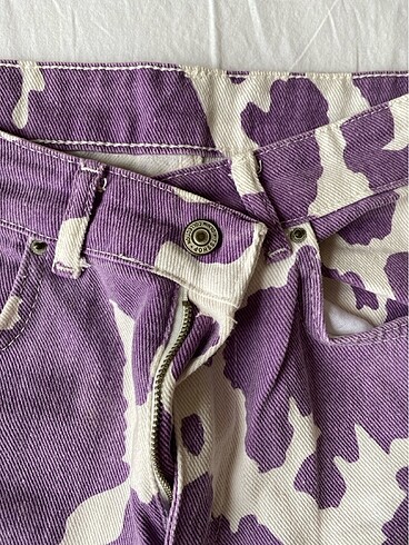 Diğer Mor İnek Desenli Wide Leg Pantolon