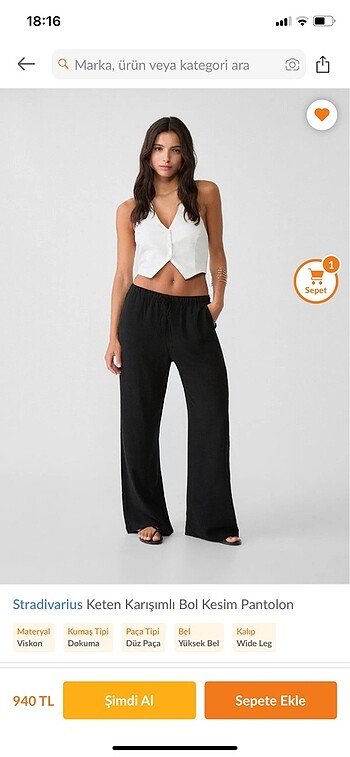 Stradivarius keten pantolon