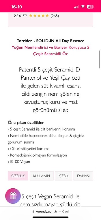 Beden Torriden - SOLID-IN All Day Essence (Yoğun Nemlendirici ve Bariy