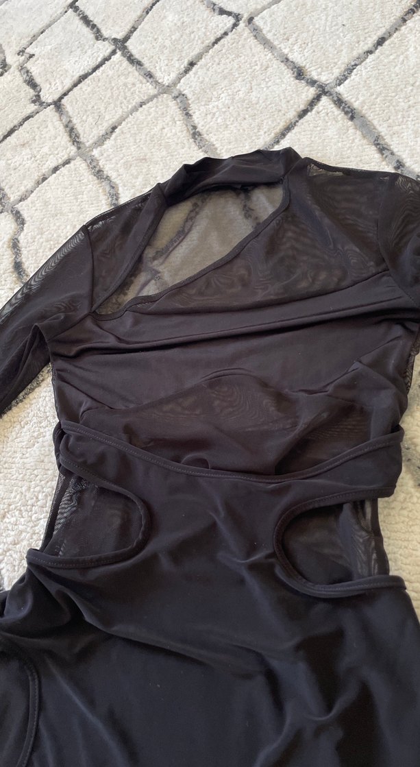 Siyah Uzun Kollu Gotik Drapeli Elbise - Görsel 2