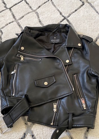 Kadın Siyah Deri Biker Ceket