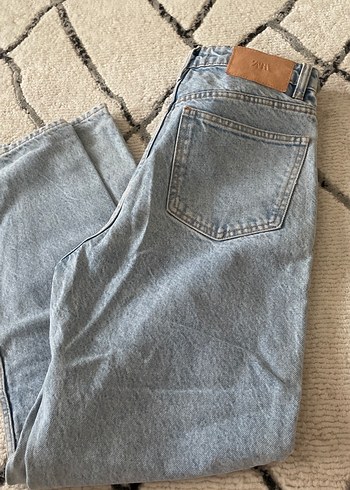 36 Beden mavi Renk Gri Kadın Bol Kesim Denim Pantolon