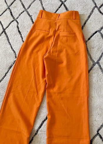 Kadın Turuncu Pilili Uzun Kumaş Pantolon - Görsel 3
