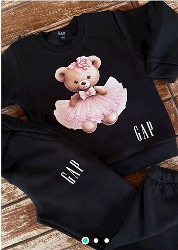 Diğer Kız Çocuk Siyah Sweatshirt ve Eşofman Takımı