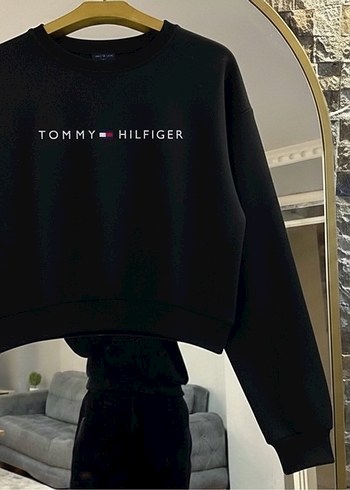 Tommy Hilfiger Siyah Baskılı Sweatshirt