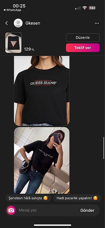 s Beden Guess Baskılı Tshiet