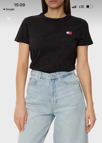 Kadın Siyah Denim Oversize Tişört