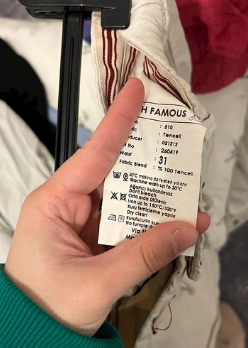 Düğmeli Rahat Kesim Beyaz Keten erkek Pantolon - Görsel 6