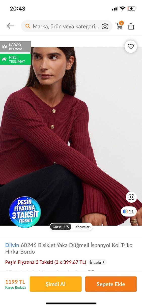 Bordo Düğmeli Triko Hırka - Görsel 5